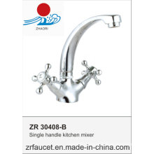 Modern Double Handle Deck Mounted Kitchen Faucet